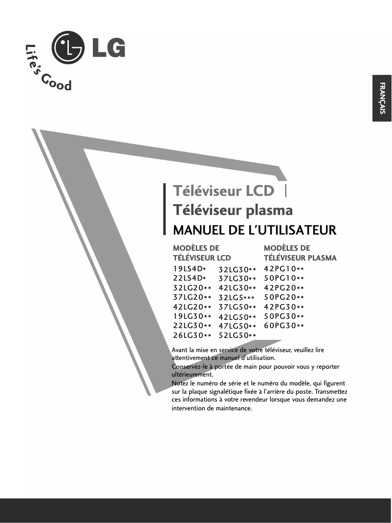 Page n°1 - Manuel utilisateur LG 50PG1000