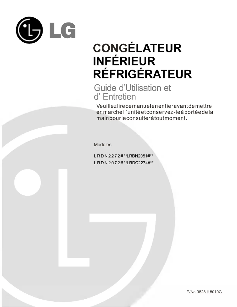 Image de la première page du manuel de l'appareil LRDN20720WW