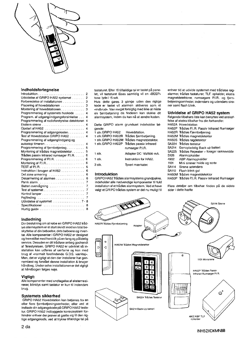 Page n°1 - Manuel utilisateur Gripo 5200