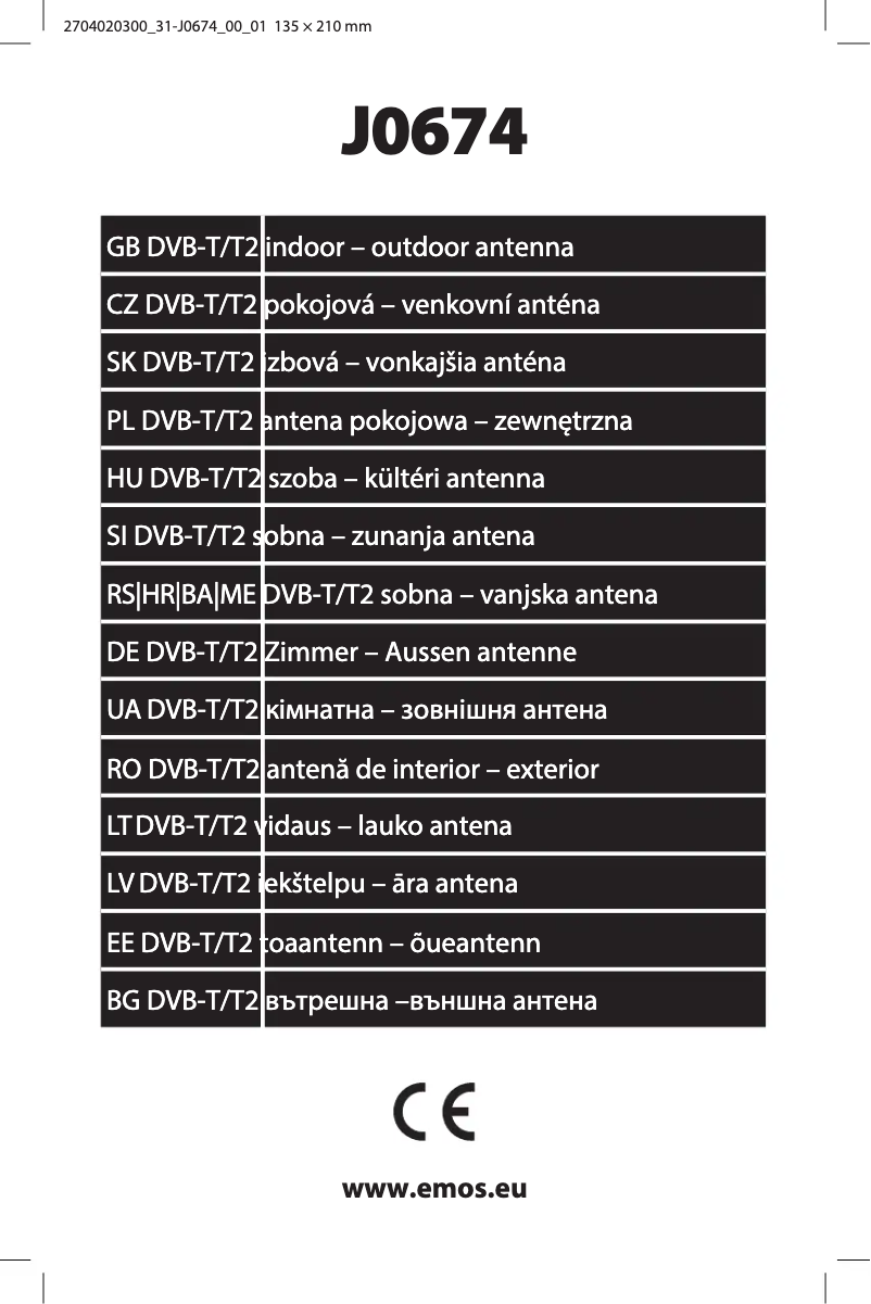 Imagen de la primera página del manual del dispositivo J0674
