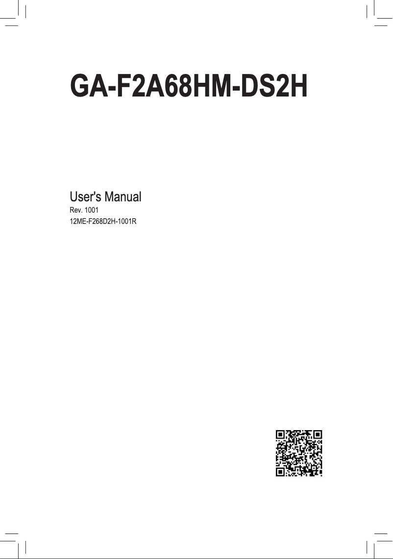Page 1 de la notice Manuel utilisateur Gigabyte GA-F2A68HM-DS2H