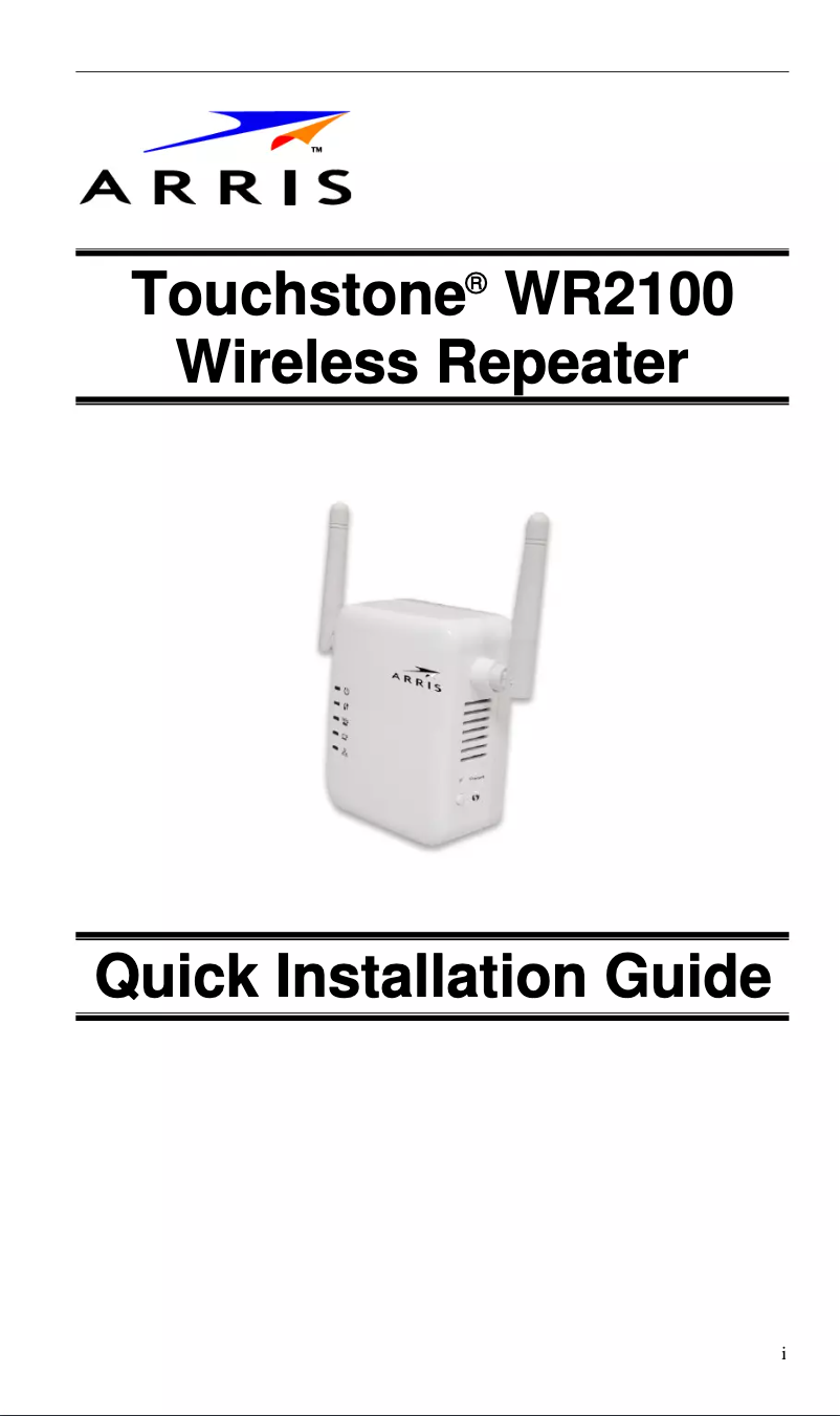 Page 1 de la notice Guide de démarrage rapide Arris Touchstone WR2100