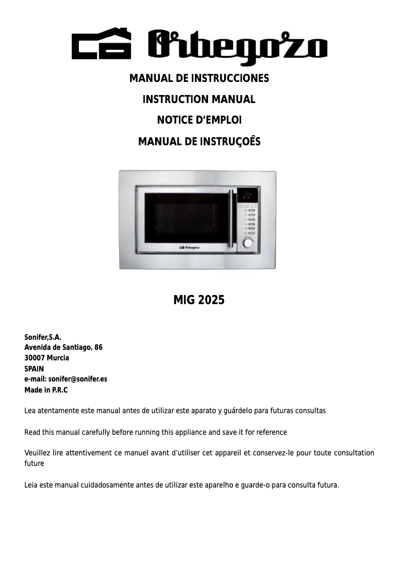 Page 1 de la notice Manuel utilisateur Orbegozo MIG 2025