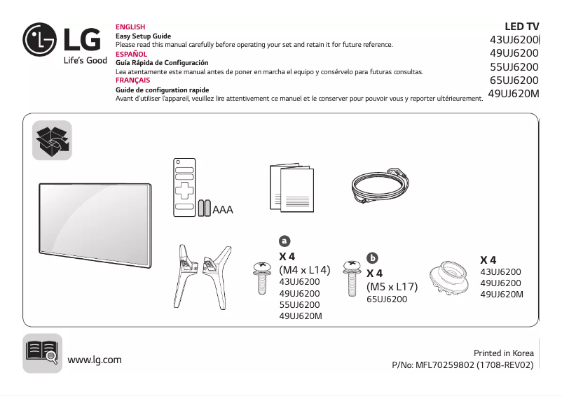 Page 1 de la notice Manuel utilisateur LG 43UJ6200