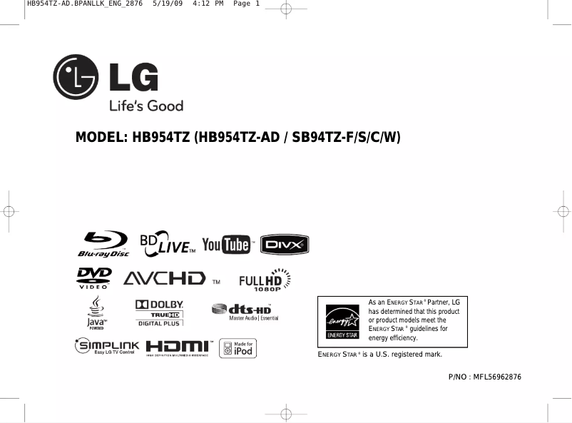 Page 1 de la notice Manuel utilisateur LG HB954TZ