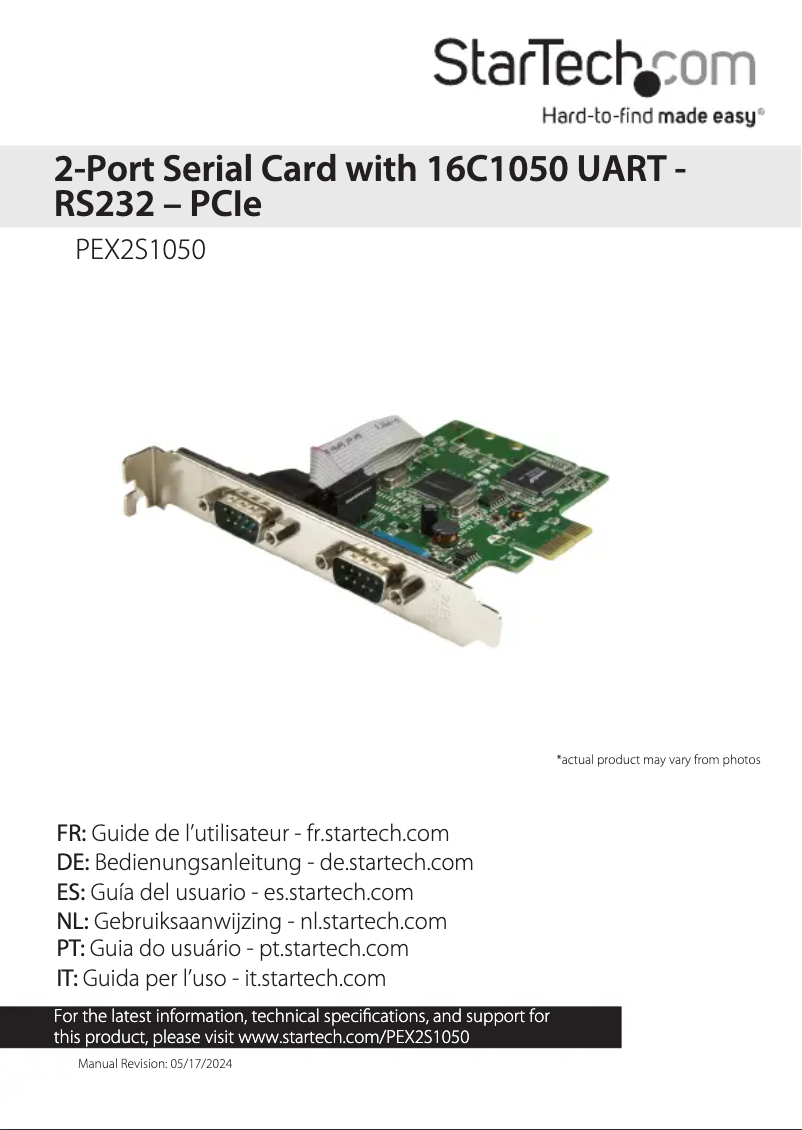 Page n°1 - Manuel utilisateur StarTech.com PEX2S1050
