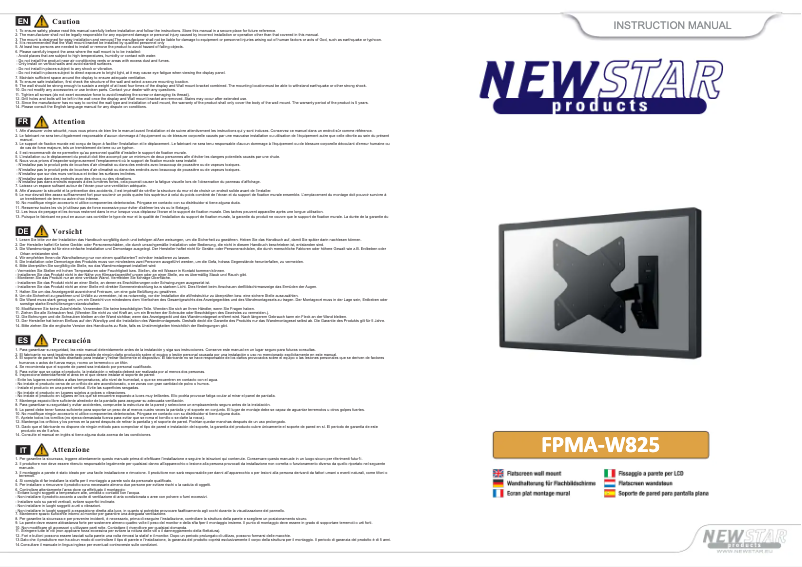Page n°1 - Manuel utilisateur Newstar FPMA-W825