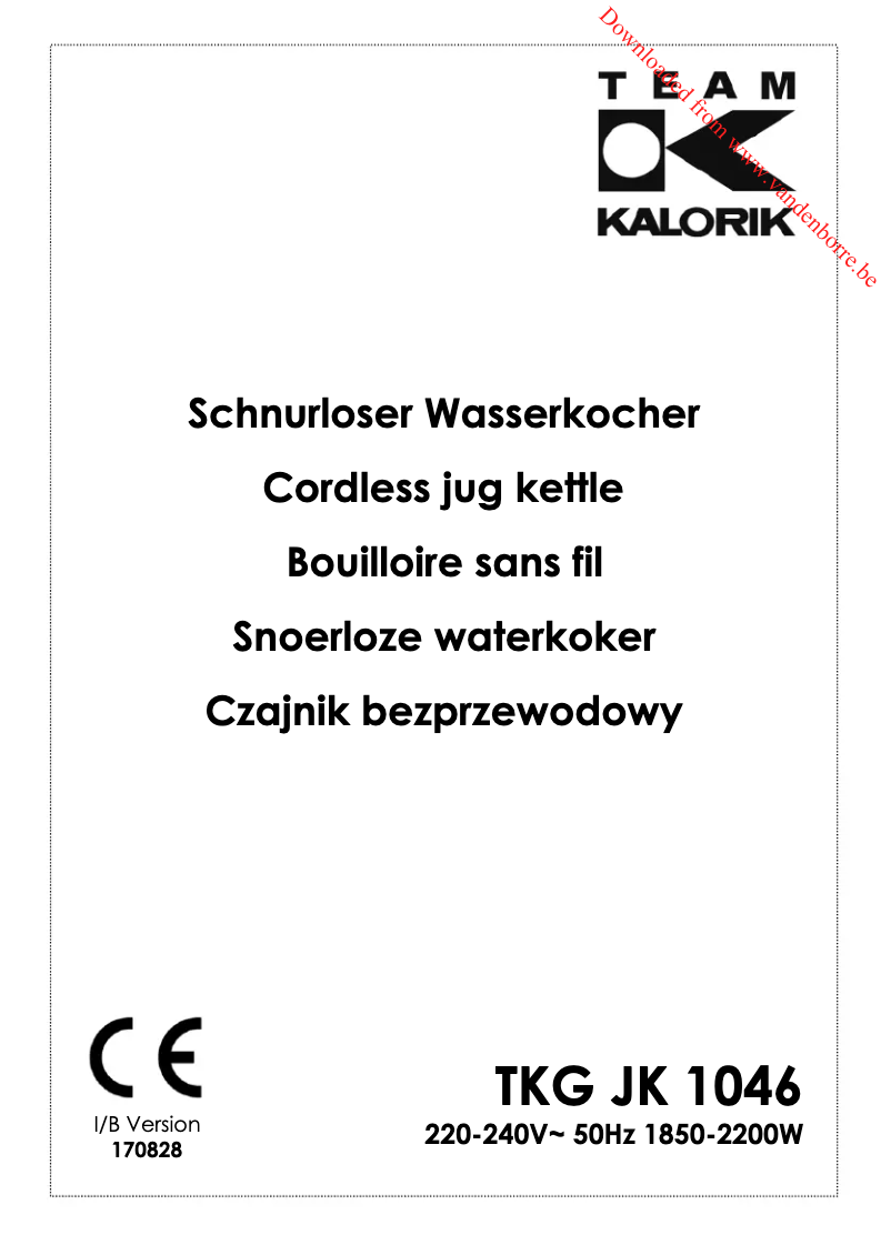 Image de la première page du manuel de l'appareil TKG JK 1046 CR