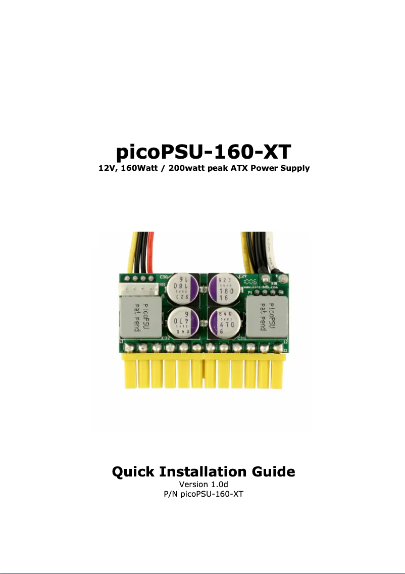 Page n°1 - Manuel utilisateur Mini-Box picoPSU-160-XT