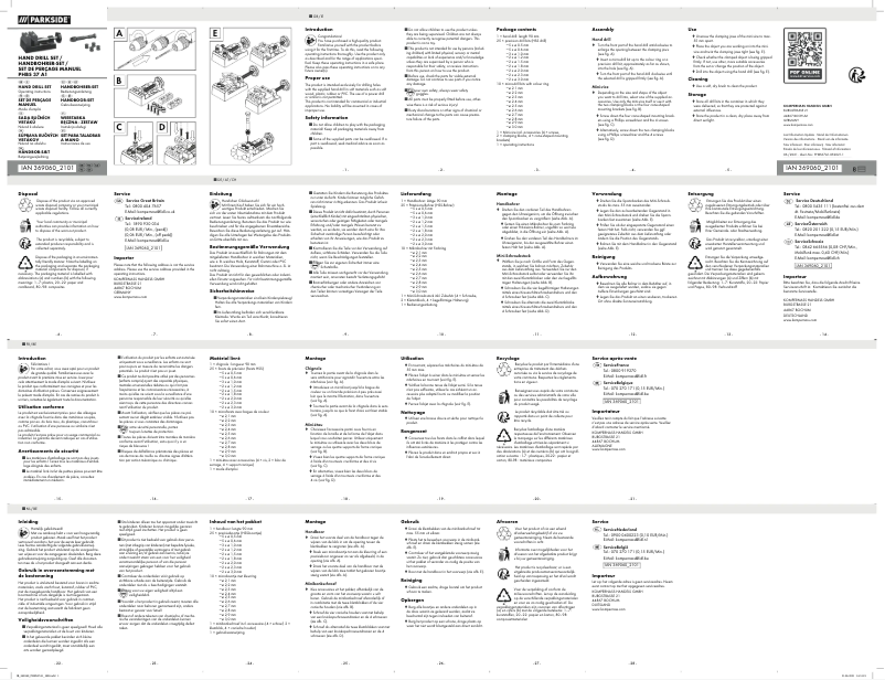Page 1 de la notice Manuel utilisateur Parkside PHBS 37 A1
