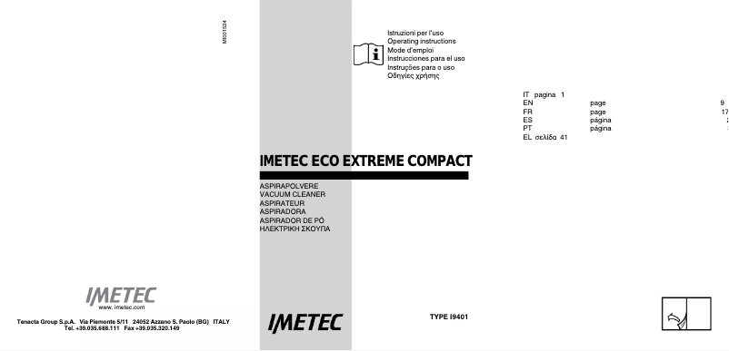 Page 1 de la notice Manuel utilisateur Imetec Eco Extreme Compact