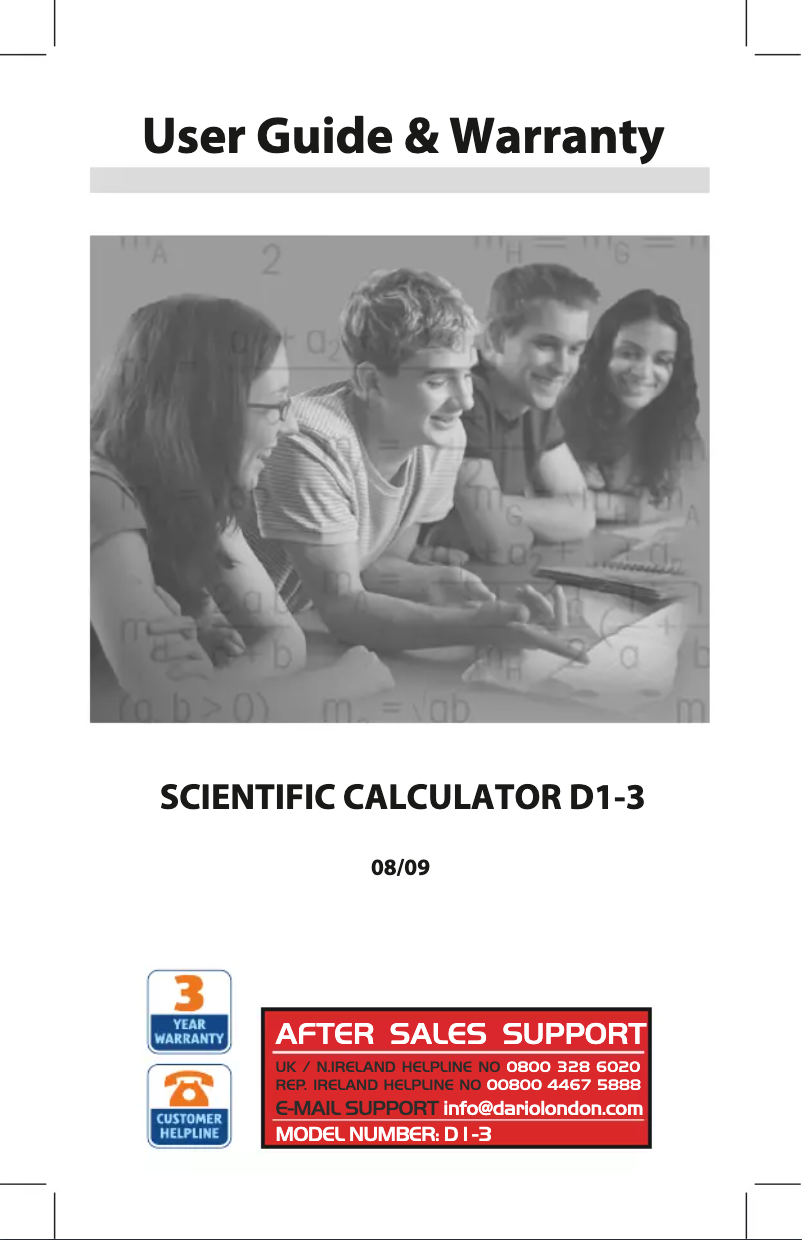 Image de la première page du manuel de l'appareil D1-3