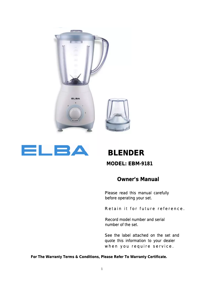 Image de la première page du manuel de l'appareil EBM-9181