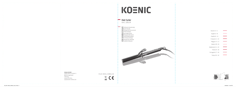 Page n°1 - Manuel utilisateur Koenic KHC 18524