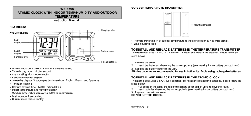 Page n°1 - Manuel utilisateur La Crosse Technology WS-8248
