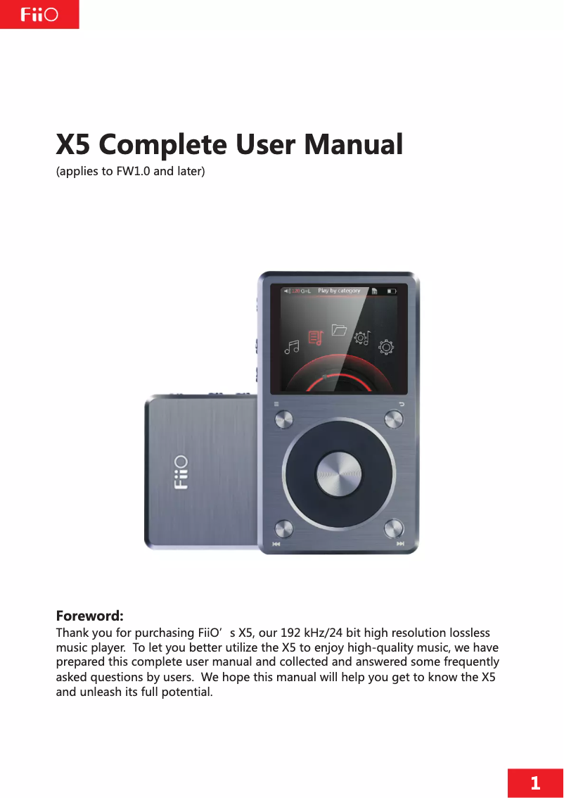 Image de la première page du manuel de l'appareil X5 2nd gen