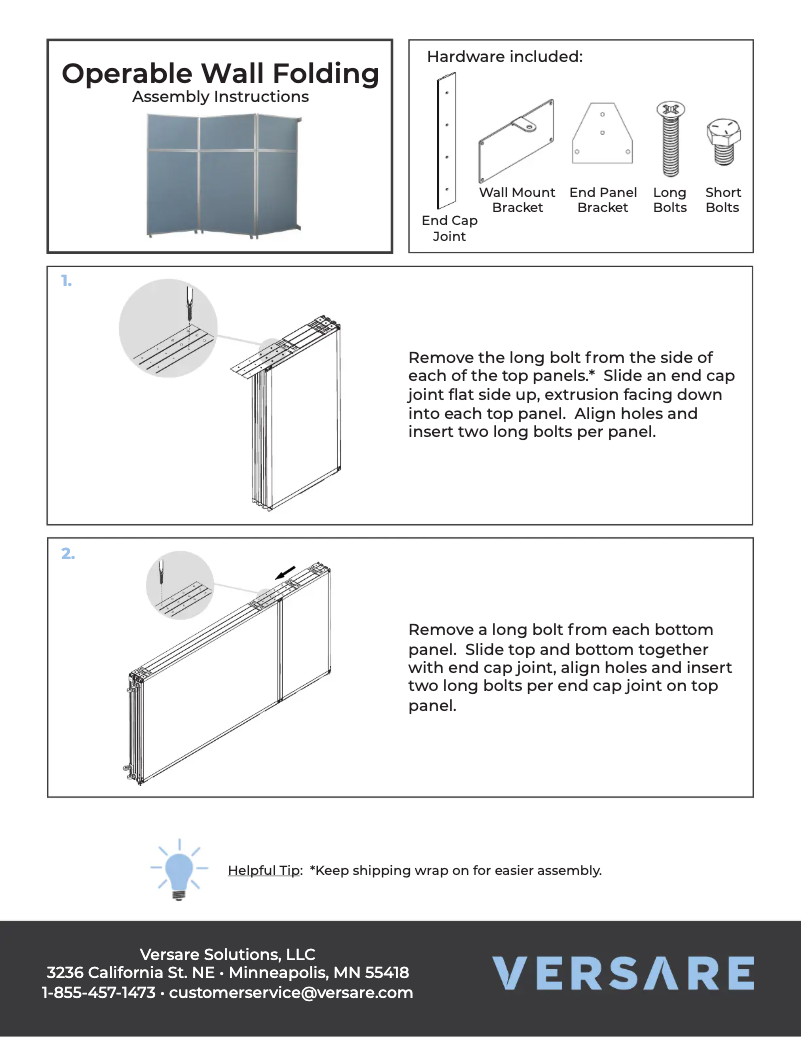 Imagen de la primera página del manual del dispositivo Operable Wall 1070308