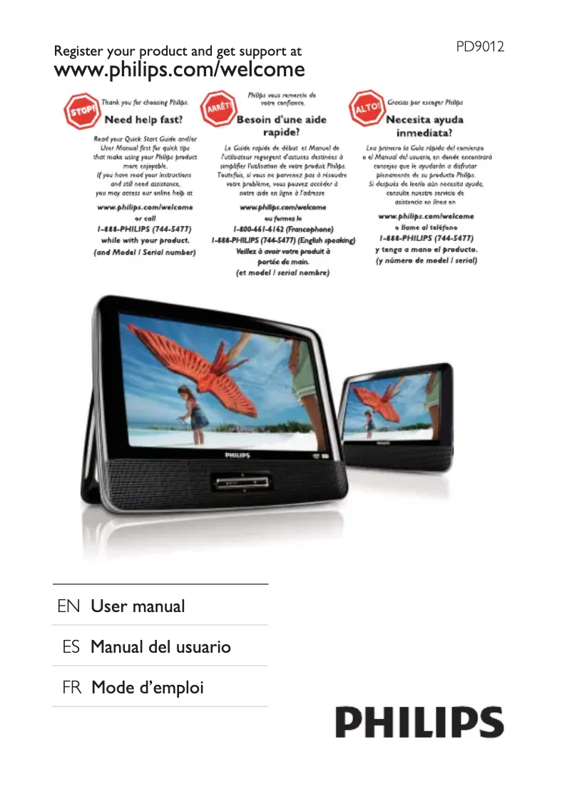 Page 1 de la notice Manuel utilisateur Philips PD9012