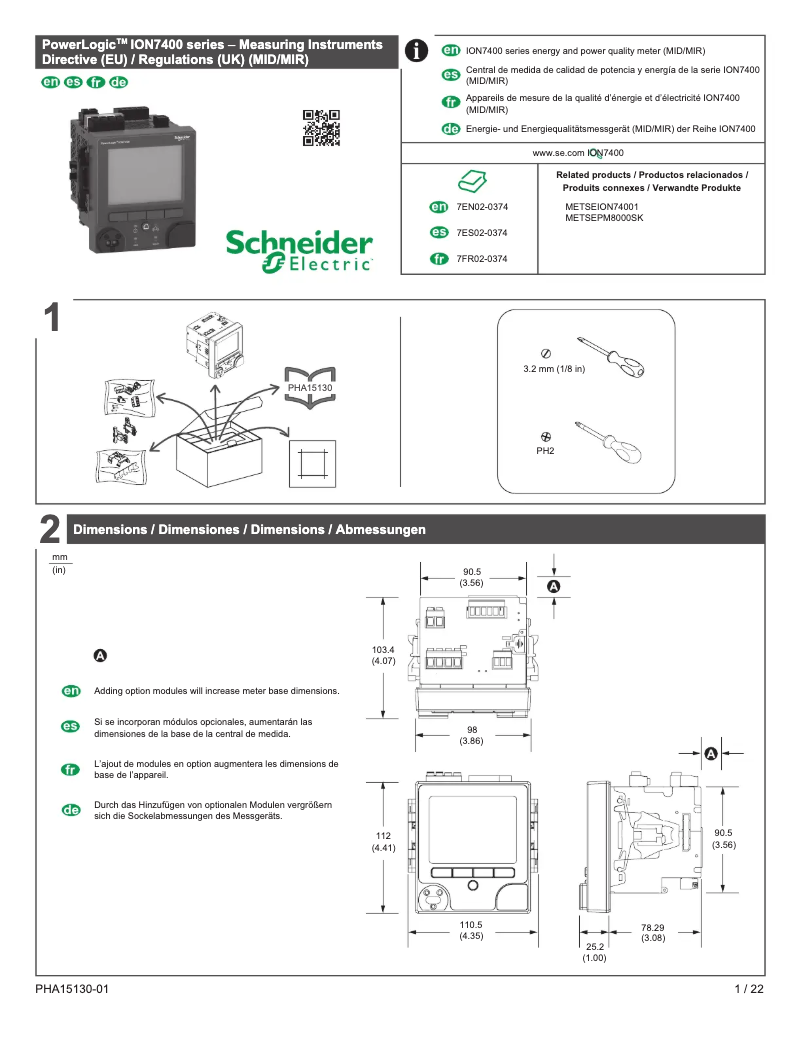Image de la première page du manuel de l'appareil PowerLogic ION7400