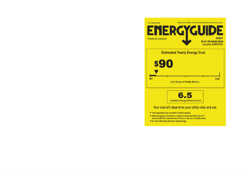 Página 1 del manual Etiqueta energética Danby DPA060B1WDB