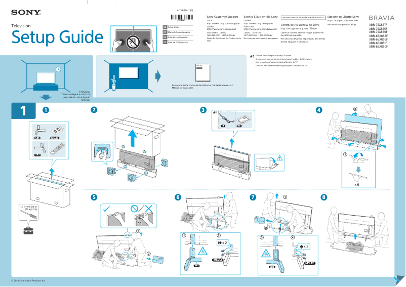 Page 1 de la notice Guide d'installation Sony Bravia XBR-65X850F