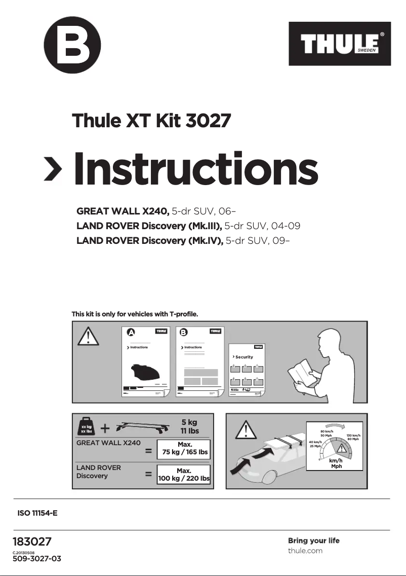 Page n°1 - Manuel utilisateur Thule XT Kit 3027