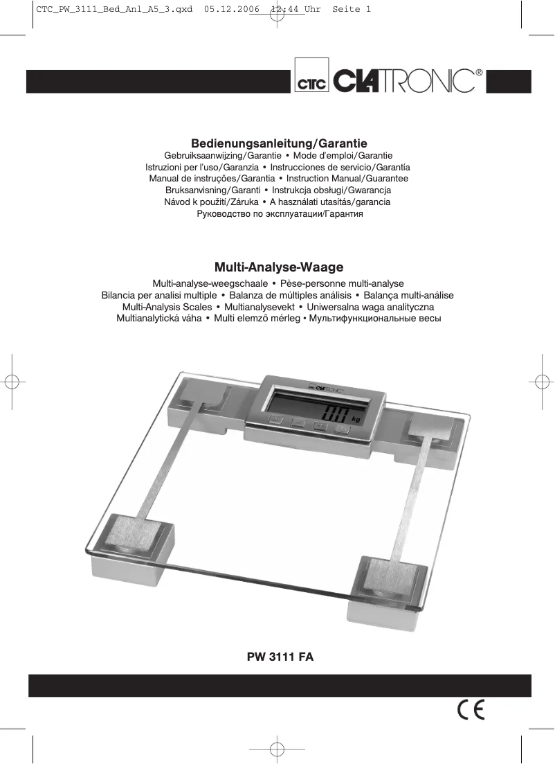 Page 1 de la notice Manuel utilisateur Clatronic PW 3111 FA