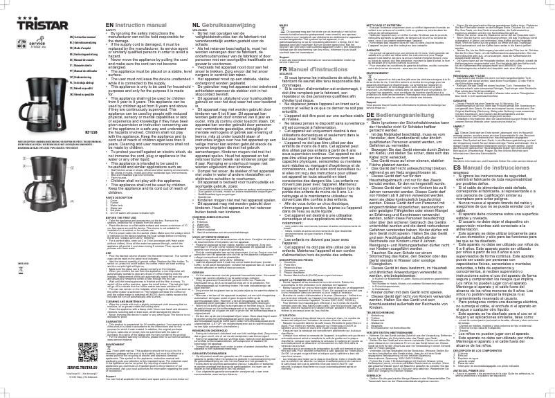 Page n°1 - Manuel utilisateur TriStar KZ-1226