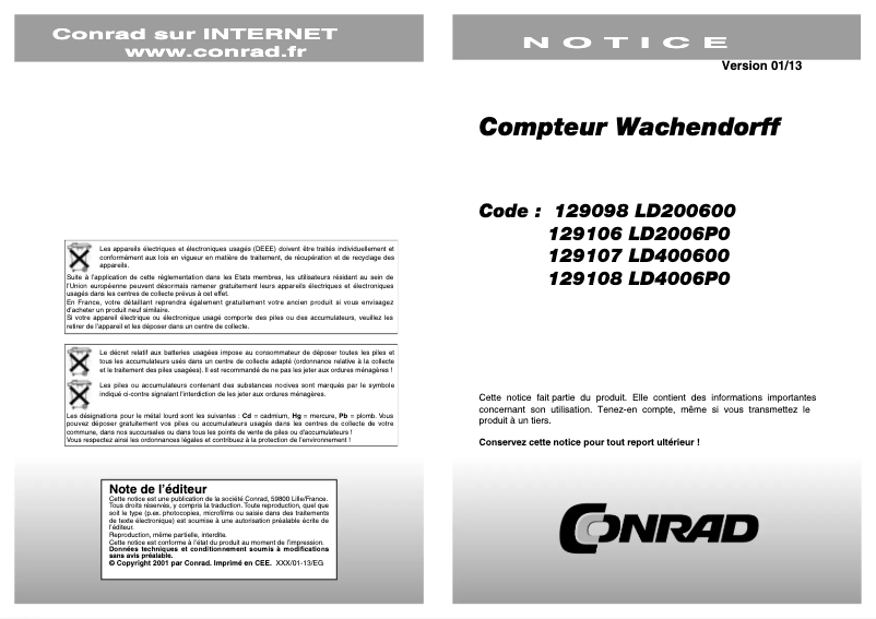 Page n°1 - Manuel utilisateur Wachendorff LD400600