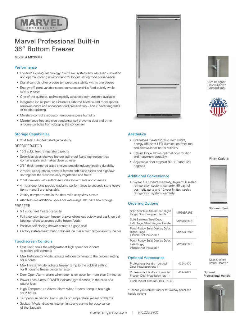 Page 1 de la notice Manuel utilisateur Marvel MP36BF2L