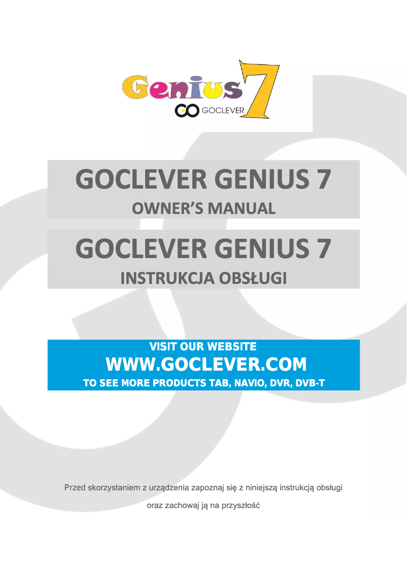 Page 1 de la notice Manuel utilisateur GoClever Genius 7