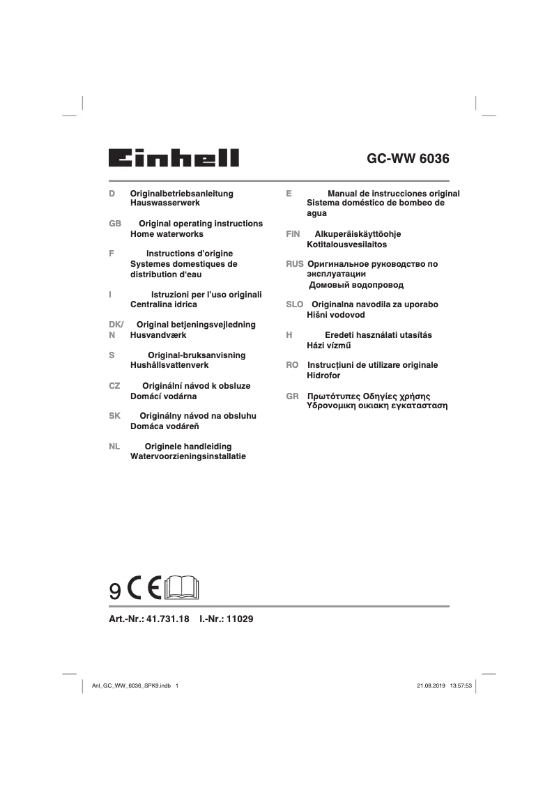 Page 1 de la notice Manuel utilisateur Einhell GC-WW 6036