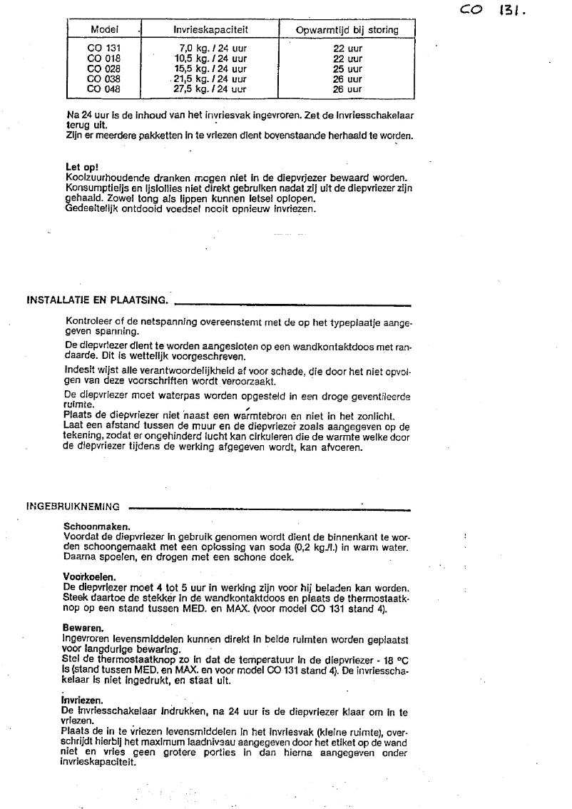 Page 1 de la notice Manuel utilisateur Colston CO 131