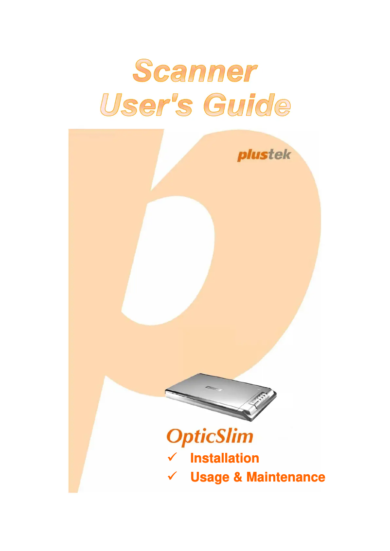 Page n°1 - Manuel utilisateur Plustek OpticSlim 2680H