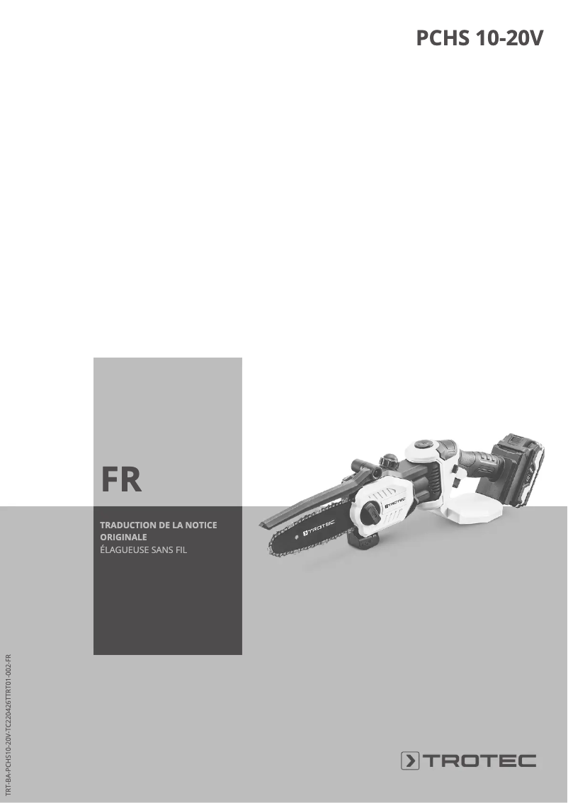 Page 1 de la notice Manuel utilisateur Trotec PCHS 10-20V