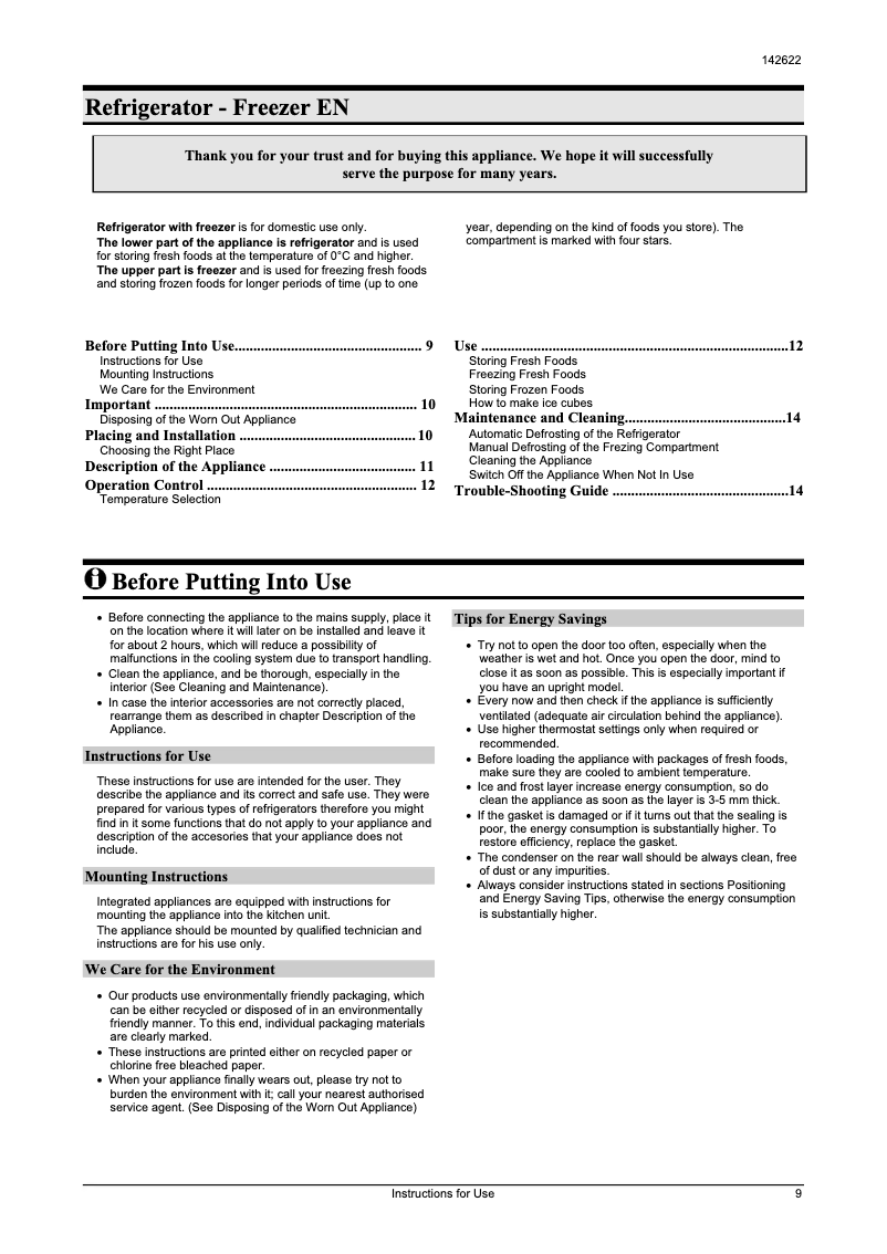 Image de la première page du manuel de l'appareil RIE1446LA