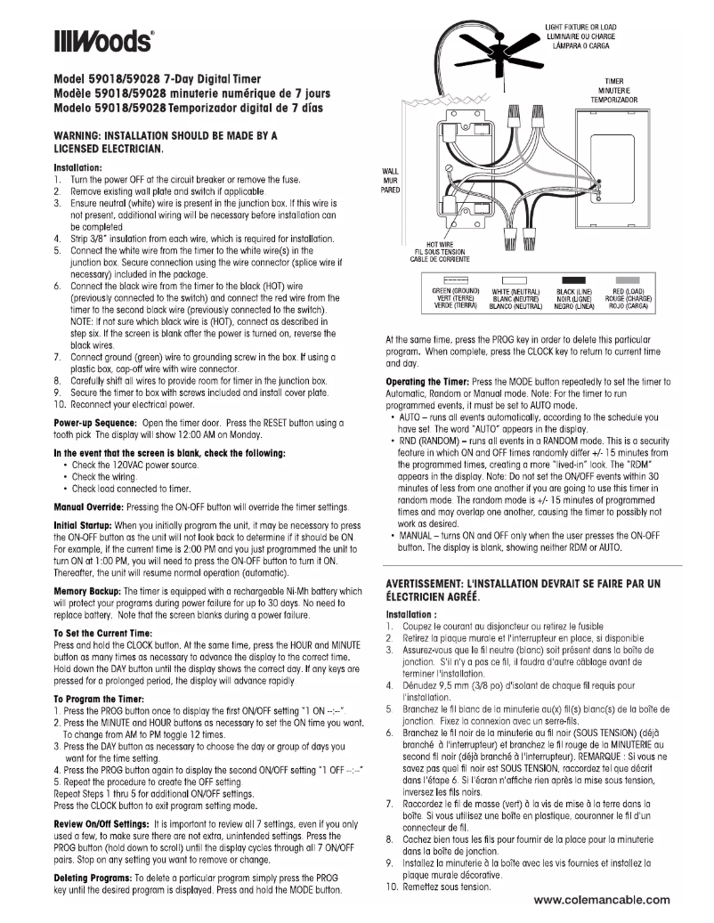 Page 1 de la notice Manuel utilisateur Coleman 59018