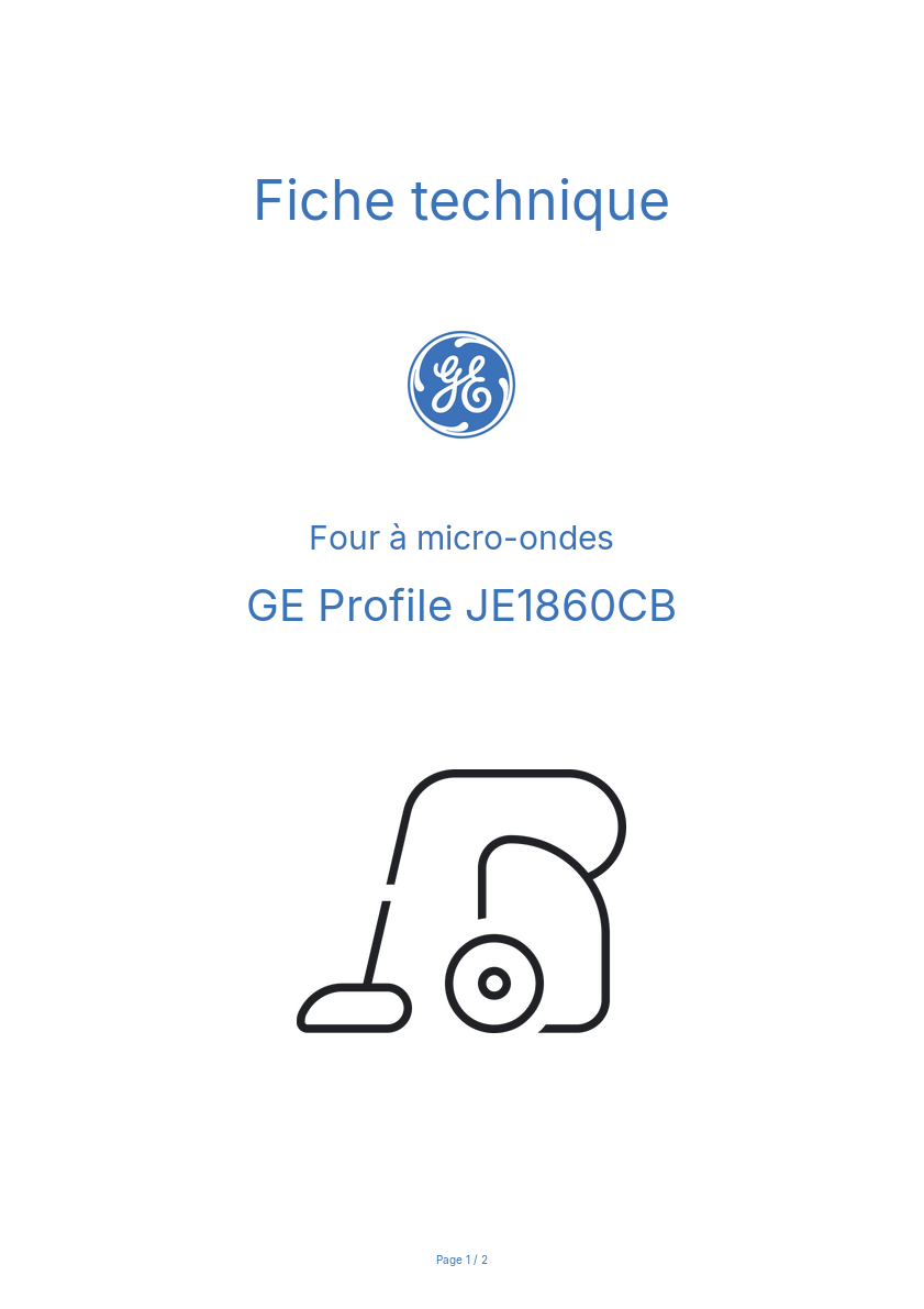 Image de la première page du manuel de l'appareil Profile JE1860CB
