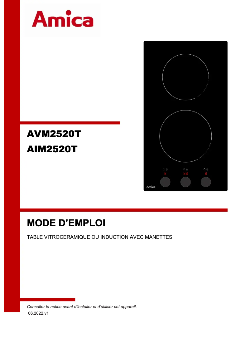 Page n°1 - Manuel utilisateur Amica AVM2520T