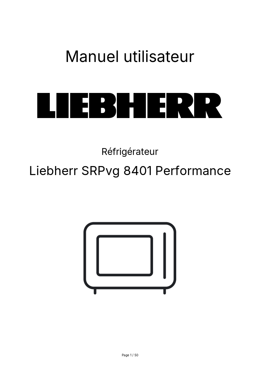 Page n°1 - Manuel utilisateur Liebherr SRPvg 8401 Performance