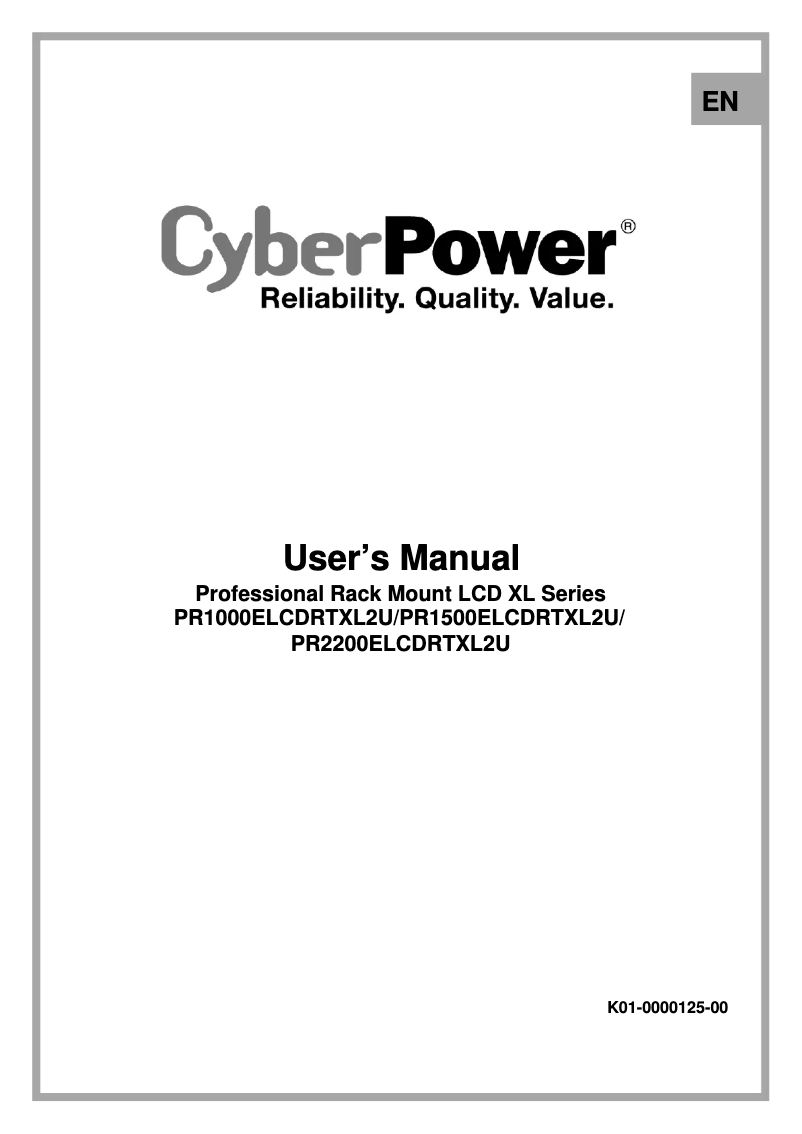 Page n°1 - Manuel utilisateur CyberPower PR1500ELCDRTXL2U