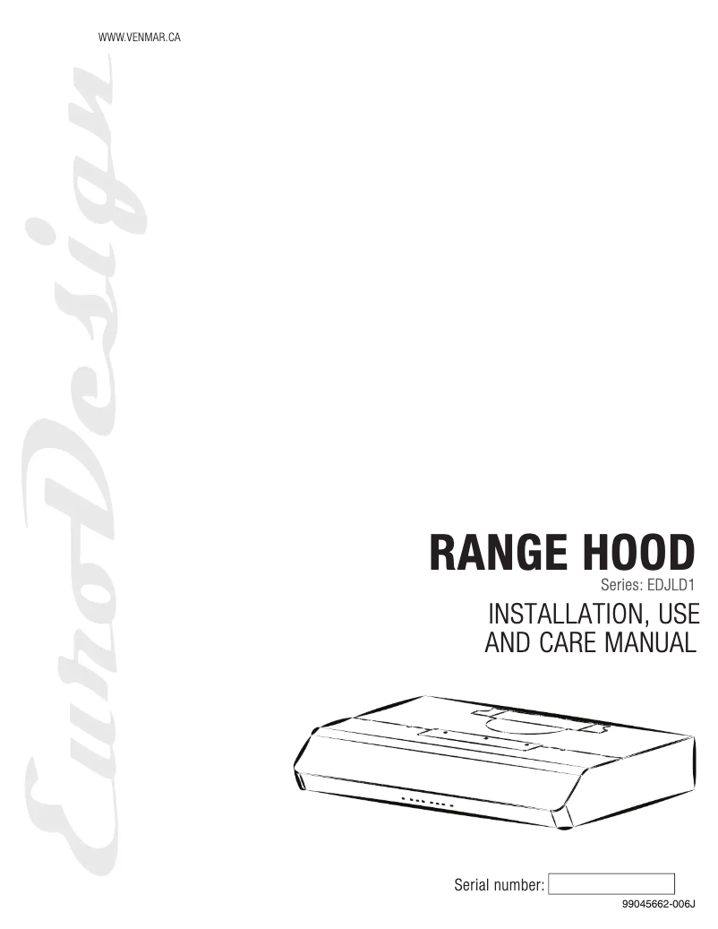 Page n°1 - Guide d'installation Venmar EDJLD130SS