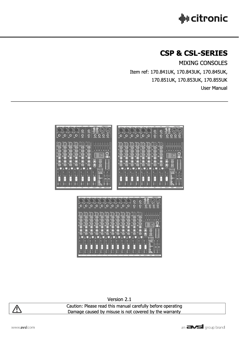 Page n°1 - Manuel utilisateur Citronic CSL-10