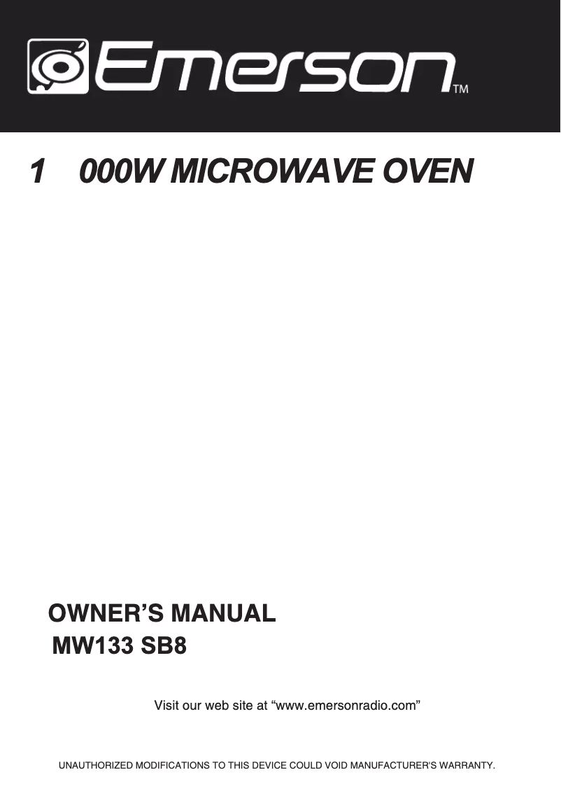 Image de la première page du manuel de l'appareil MW1338SB
