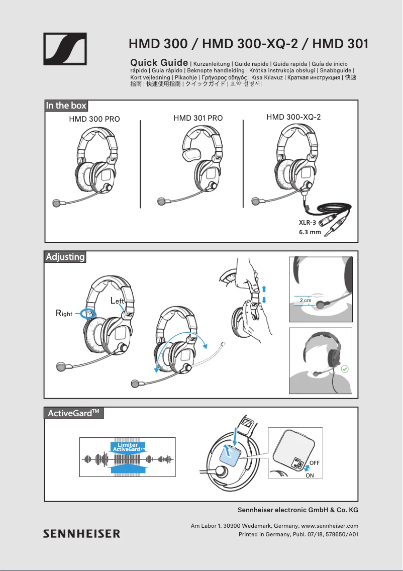 Image de la première page du manuel de l'appareil HMD 301 PRO