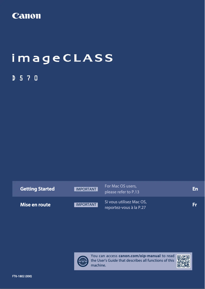 Page n°1 - Manuel utilisateur Canon imageCLASS D570