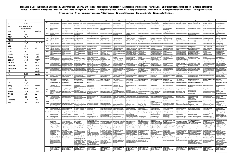 Page 1 de la notice Brochure Beko BHCA93741BHSI