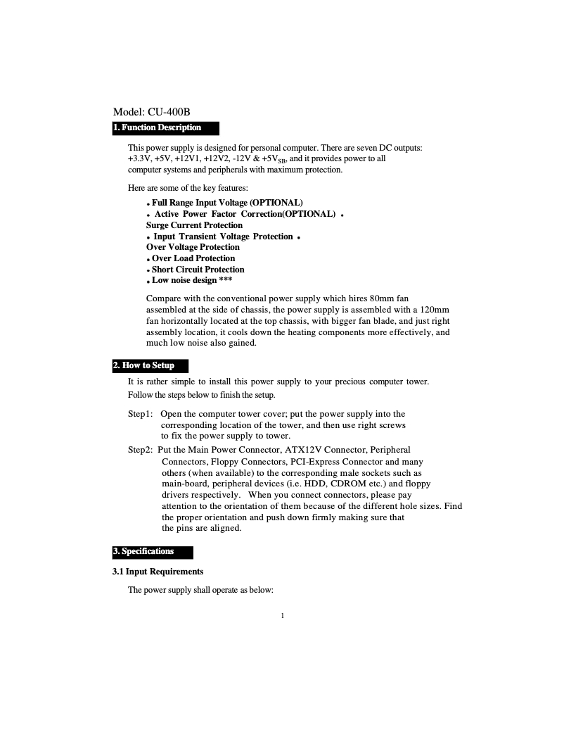 Página 1 del manual Manual de usuario CoolMax CU-600B