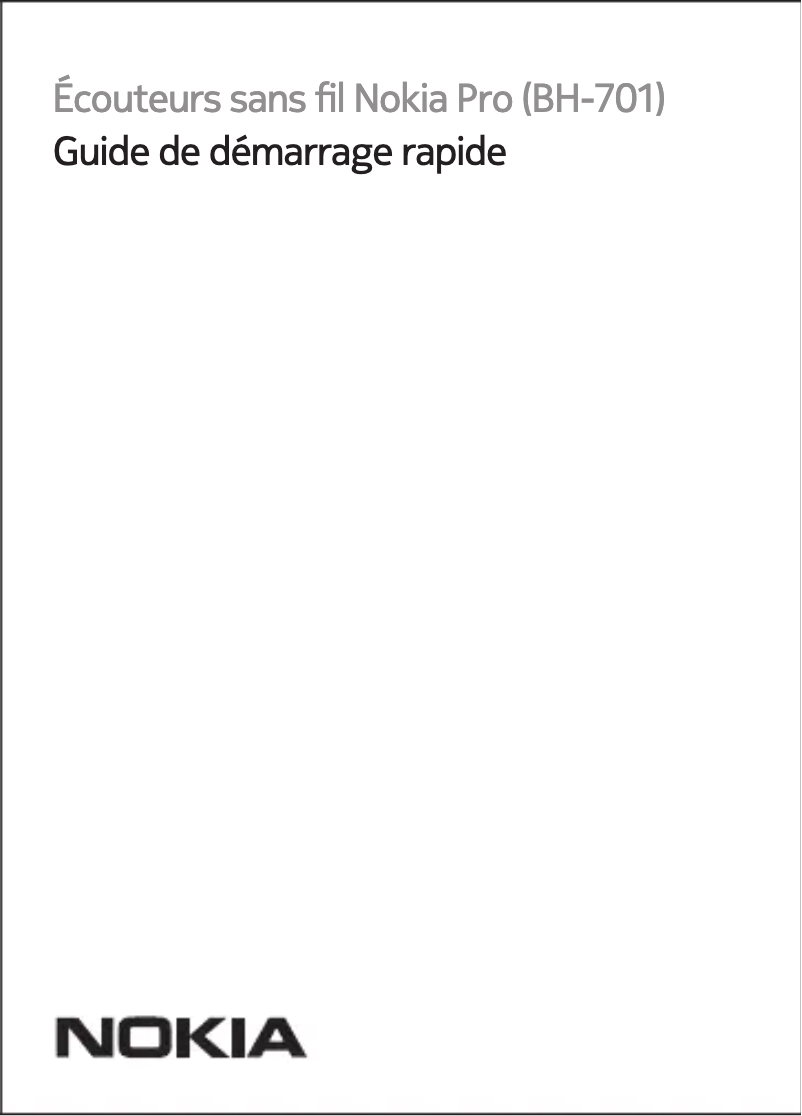 Page n°1 - Manuel utilisateur Nokia Pro Wireless Earphones BH-701