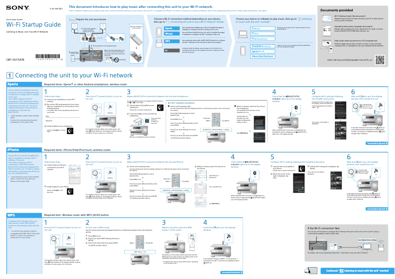 Page 1 de la notice Guide d'installation Sony CMT-SX7B